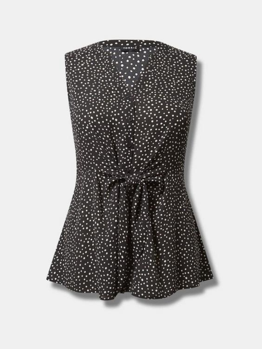 Torrid Size 6 Black and White Polka Dot Tie-Front Blouse
